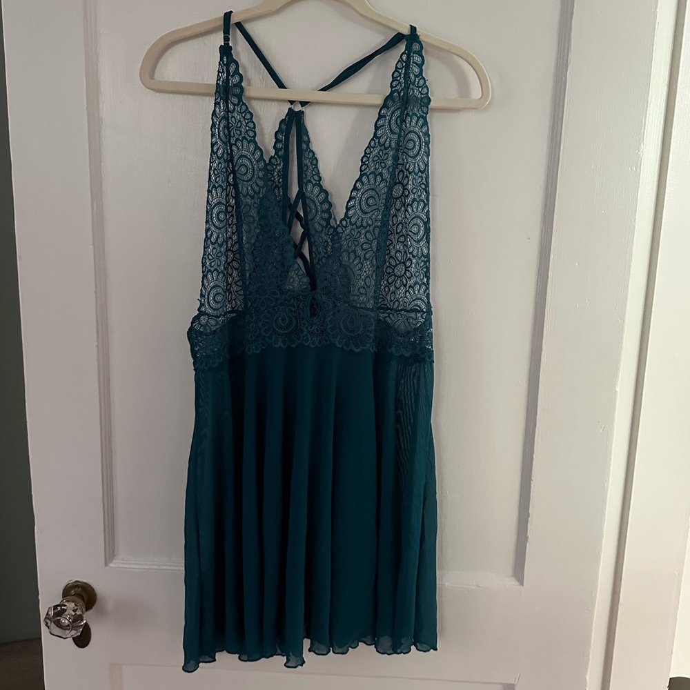 teal lace babydoll lingerie size 1X
